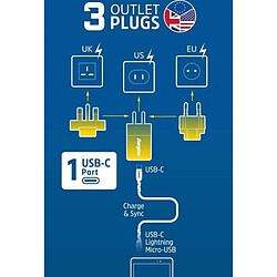 ENERGIZER Chargeur Secteur GaN 4A USB-C 20W Multiprise EU / UK / US Noir / Marron pas cher