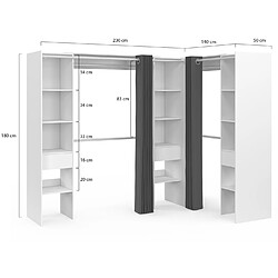 Acheter Idmarket Dressing extensible d'angle MARLON 230 x 140 x 180 cm blanc