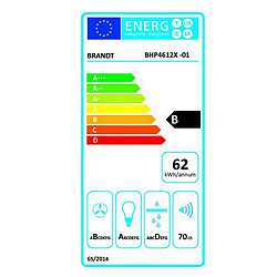 Hotte décorative murale 60cm 624m3/h inox - BHP4612X - BRANDT