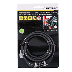 Dunlop Antivol 120 cm pour Vélo Câble à Combinaison Spirale Noir pas cher