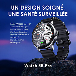 Montre connectée oraimo Watch 5R Pro – Écran AMOLED 1,43", Appels Bluetooth, GPS multi-satellite, 120 modes sport, IP68, autonomie 7 jours