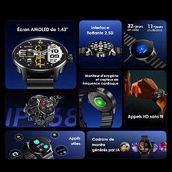 Acheter Montre connectée oraimo Watch 5R Pro – Écran AMOLED 1,43", Appels Bluetooth, GPS multi-satellite, 120 modes sport, IP68, autonomie 7 jours