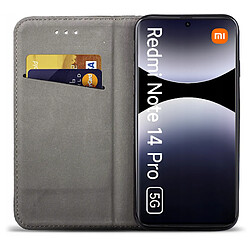 Htdmobiles Housse etui portefeuille avec coque interieure en silicone pour Redmi Note 14 Pro 5G / Note 14 Pro+ Plus 5G / Poco X7 + verre trempe - OR MAGNET