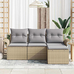 Avis vidaXL Ensemble de canapé de jardin 4 pcs Beige Poly rotin