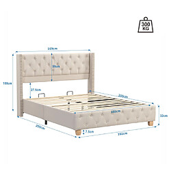 Avis modfu Lit adulte 160x200 cm, en lin, beige