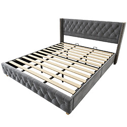 Acheter modfu Lit adulte 180x200 cm, en velours, gris