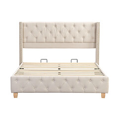 modfu Lit adulte 160x200 cm, en lin, beige pas cher