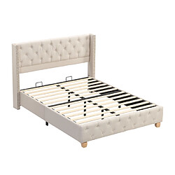 Acheter modfu Lit adulte 160x200 cm, en lin, beige