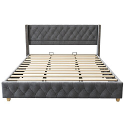 modfu Lit adulte 180x200 cm, en velours, gris pas cher
