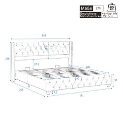 Avis modfu Lit adulte 180x200 cm, en velours, gris