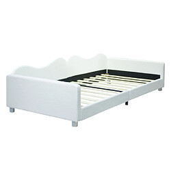 modfu Lit enfant 90x200 cm, en tissu teddy, blanc pas cher