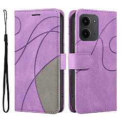 Xiaomi Redmi 15C Étui Pour flip Couleur de couture Avec support de fente pour carte Bicelle de protection Portefeuille en cuir Livre Flip Folio GANGXUN Violet