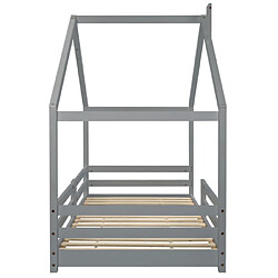 modfu Lit cabane 90x200 cm, bois, gris pas cher