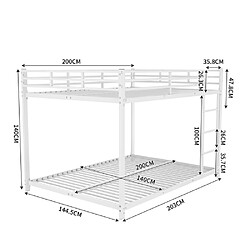 Avis modfu Lit superposé 140x200 cm, métal, blanc