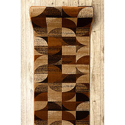 RUGSX Tapis de couloir ROYAL H387 GÉOMÉTRIQUE marron moutarde 70cm 70x720 cm pas cher