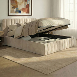 Idmarket LIT COFFRE ALBA 160X200 BEIGE