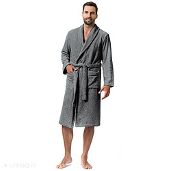 Acheter Linnea peignoir de bain adulte col châle éponge coton - Anthracite