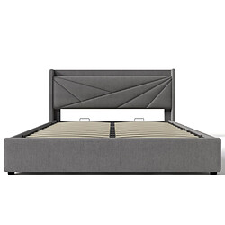 Acheter modfu Lit coffre 160x200 cm avec USB et Type-C, en lin gris