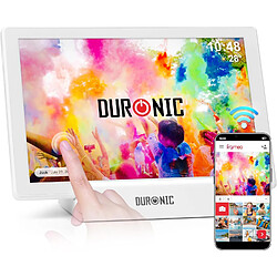 Duronic Frameo PF1D WE Cadre Photo numérique connecté Ecran Tactile 10,1 Pouces Lecteur Photos vidéos Haute résolution 1280 x 800 Pixels Mémoire 32 Go USB-C