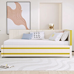 modfu Lit enfant 90x200 cm, tissu velours, beige