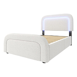 Acheter modfu Lit enfant 90x200 cm - LED, USB et 2 tiroirs, tissu, blanc