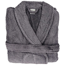 Linnea peignoir de bain col châle éponge coton - Gris acier - Peignoir de bain en éponge bouclette coton peigné 420 g/m² - col châle - ceinture à nouer - 2 poches - fabriqué au Portugal - certifié OEKO-TEX
