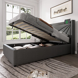 DICTAC Lit Coffre 90x200 avec Rangement et Tete de Lits,Cadre de Lit 1 Place 90 x200 avec Sommier à Lattes,éclairage LED et Prise,Lits Adulte 90x200,lit enfant lits Capitonné 90 x200,Noir-sans Matelas DICTAC Lit Coffre 90x200 avec Rangement et Tete de Lits,Cadre de Lit 1 Place 90 x200 avec Sommier à Lattes,éclairage LED et Prise,Lits Adulte 90x200,lit enfant lits Capitonné 90 x200,Noir-sans Matelas