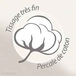 Linnea drap plat percale coton Ginkgo - Rose pas cher