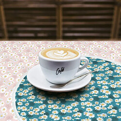 Linnea Chemin de table enduit Aster - Bleu pétrole