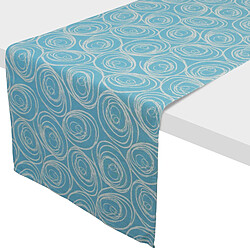 Linnea Chemin de table jacquard coton Spirale - bleu turquoise