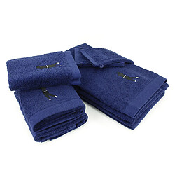 Linnea parure de bain éponge 8 pièces - Bleu marine