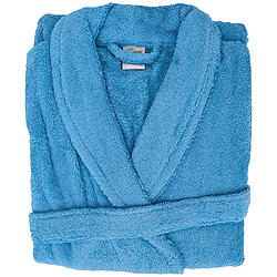 Linnea peignoir de bain col châle - Bleu ciel - Peignoir adulte mixte ROYAL CRESENT en éponge 100% coton 420 g/m2, col châle enveloppant. Taille M bleu ciel, avec poches, ceinture et boucle d'accroc