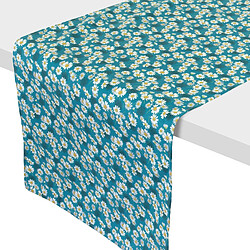 Linnea Chemin de table enduit Aster - Bleu pétrole