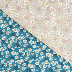 Linnea Chemin de table enduit Aster - Bleu pétrole pas cher