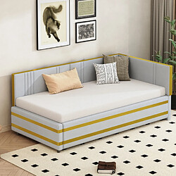 modf Lit enfant 90x200 cm, tissu velours, gris clair