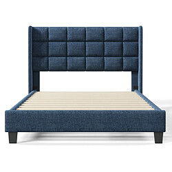 Acheter modfu Lit adulte 140x200 cm avec tête de lit, lin bleu