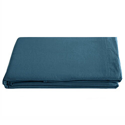 Linnea drap plat coton lavé Palace - Bleu Drap plat pour chambre adulte - Coton lavé 100% - Finition lavé-froissé - 63 fils/cm² - 125 g/m² - Entretien machine 60 °C