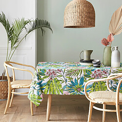 LinneA nappe ronde enduite Bahia - Bleu canard