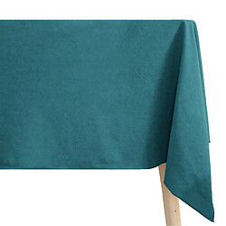 Linnea nappe carrée coton lavé HONO - Bleu canard - Nappe de table carrée en coton lavé HONO - Tissage fil teint - Finition point bourdon - Entretien facile 40 °C - Compatible sèche-linge à chaleur modérée
