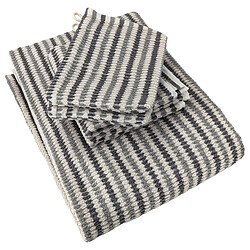 Linnea parure de bain rayée en coton - Gris