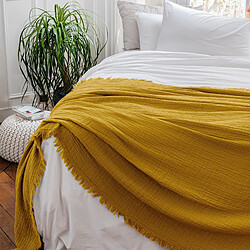 Linnea couvre-lit Bréhat en gaze de coton - Jaune