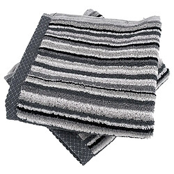 LinneA serviettes invité coton rayées - Gris, lot de 2