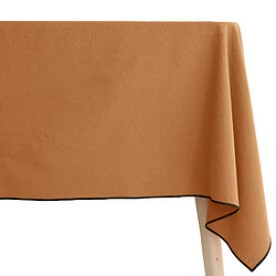 Linnea nappe carrée coton lavé HONO - Caramel - Nappe classique carrée en coton fil teint HONO - Finition point bourdon - Entretien facile - Lavable en machine 40°C - Compatible sèche-linge à chaleur modérée