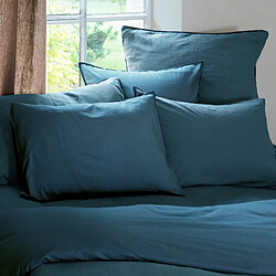 Acheter Linnea drap plat coton lavé Palace - Bleu