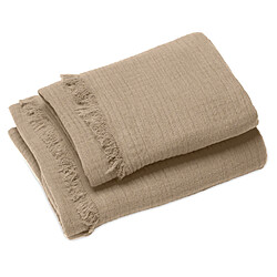 Linnea ensemble de serviettes KEA - Kaki Ensemble serviette et drap de douche - Mousseline de coton 100 % - Finition lavée froissée - Douce et absorbante 220 g/m² - Lot de 2 pièces