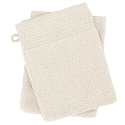 Linnea lot de gants de toilette double face - ivoire Gants de toilette double face en coton bio GOTS 500 g/m² — bouclette éponge — fils retors — liteau jacquard — avec accroche — entretien machine 60 °C