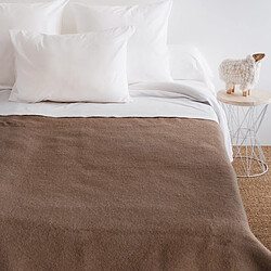 Linnea Couverture pure laine Woolmark - Marron