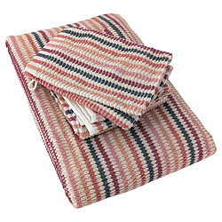 Linnea parure de bain à rayures 4 pièces - Rose