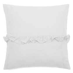 Linnea Housse de coussin collection ELZA Volant central - Housse de coussin Elza 45x45 en mousseline de coton 100%, blanc neige. Finition volant central et aspect lavé-froissé. Déhoussable par rabat portefeui