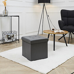 Avis Linnea Coffre pouf décoratif 38x38x38 cm aspect matelassé collection CHIC gris
